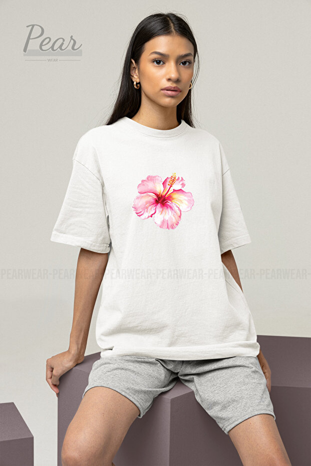 Hibiscus Flower Printed Unisex T-Shirt Oversize T-shirt