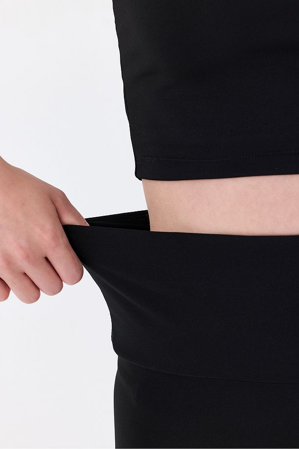 Beli Gizli lastikli İspanyol Paça Dalgıç Kumaş Yüksek Bel Tayt Pantolon - 7