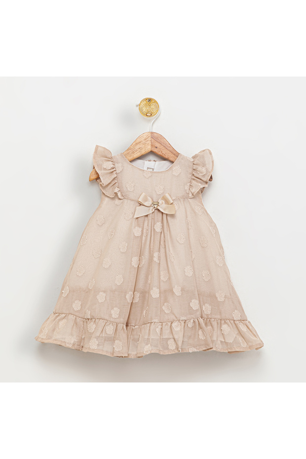 Floral Embossed Cotton Baby Dress - Chiffon Frills