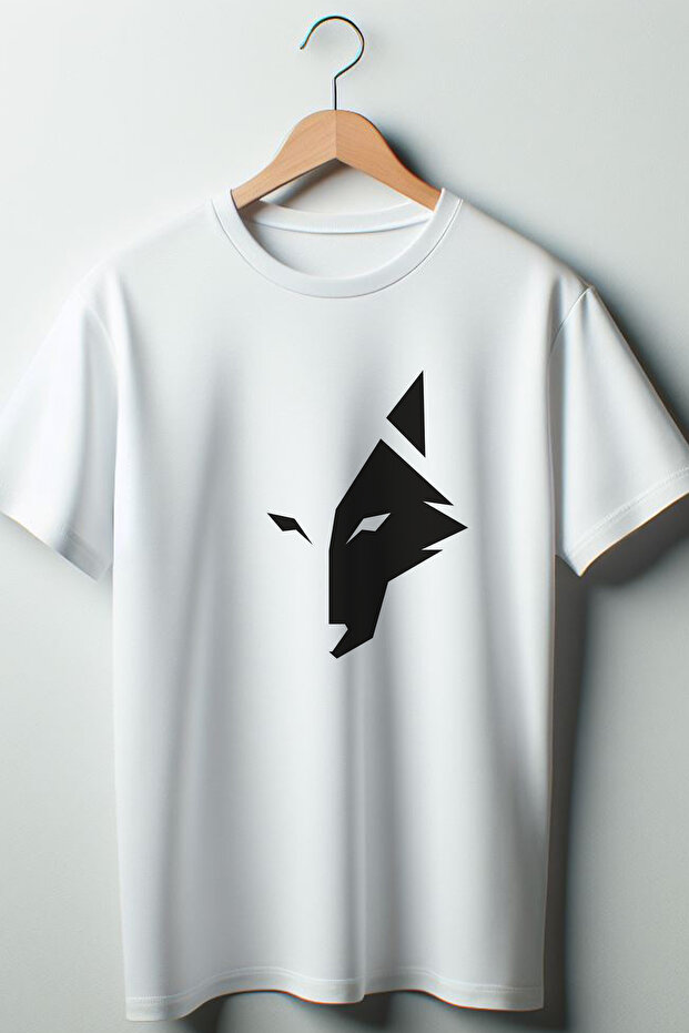 Wolf Printed Oversize Crew Neck White T-shirt