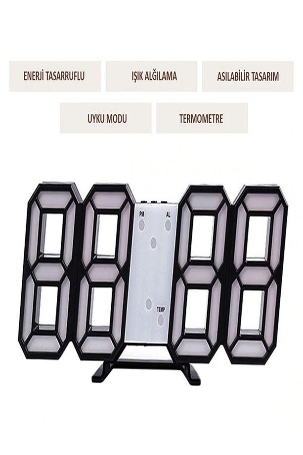 3d Led Dijital Alarm Ve Termometre Takvim Masa Duvar Saati - 3