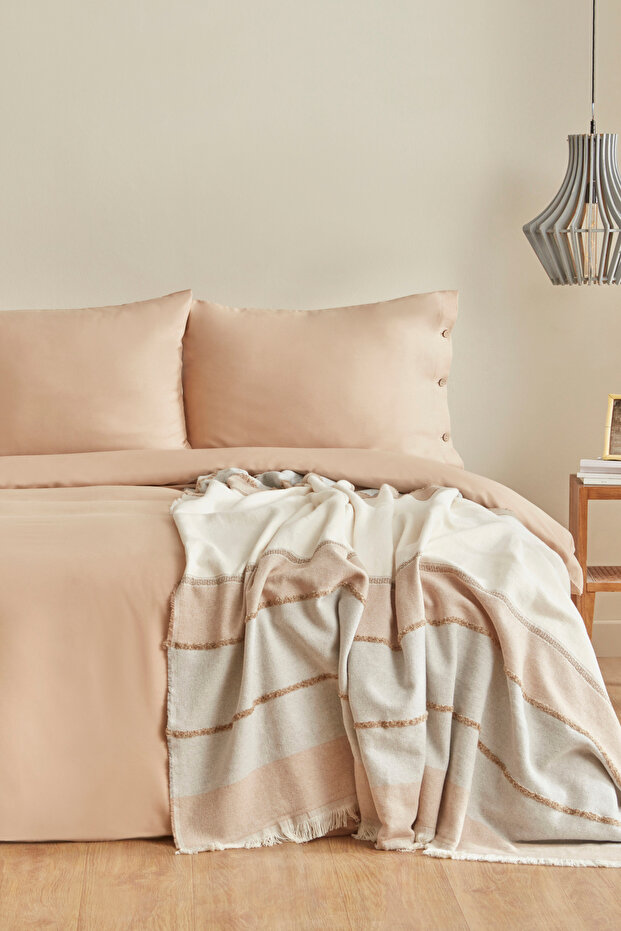 Nevada Double Crepe Duvet Cover Jacquard Pique Set Beige