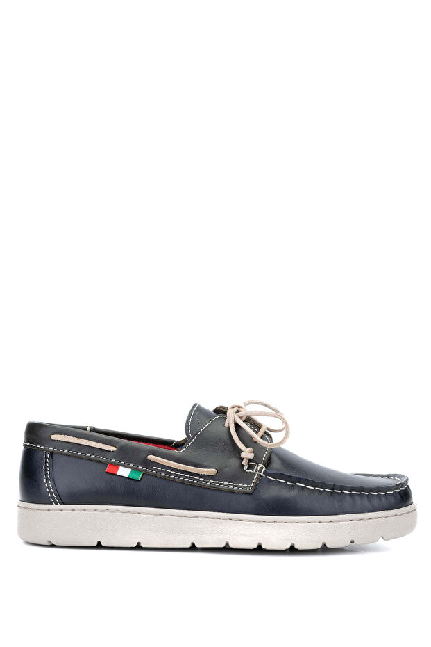 Men's Genuine Leather Navy Blue/Green Casual Shoes