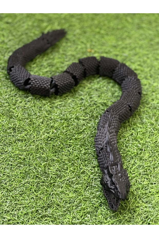 Hareketli Siyah Basilisk Yılan Oyuncak Figürü (Flexi Yılan) - 2