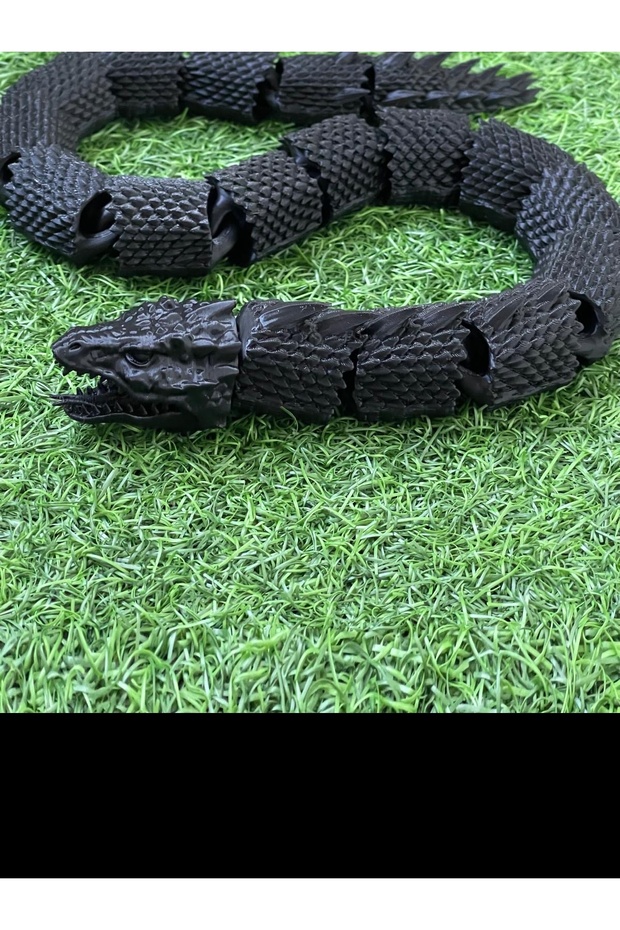 Hareketli Siyah Basilisk Yılan Oyuncak Figürü (Flexi Yılan) - 6