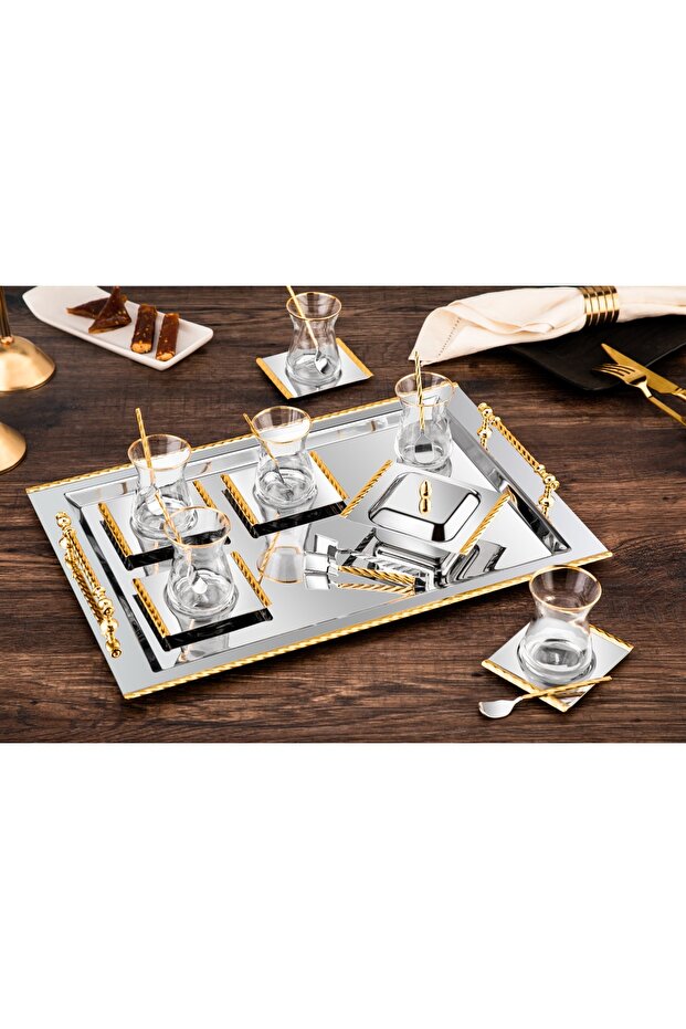 Roma Tea Set Steel 18/10 Gold Coated