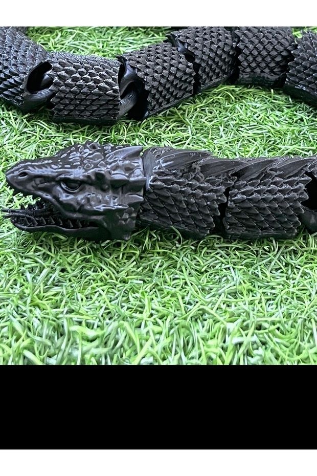 Hareketli Siyah Basilisk Yılan Oyuncak Figürü (Flexi Yılan) - 5