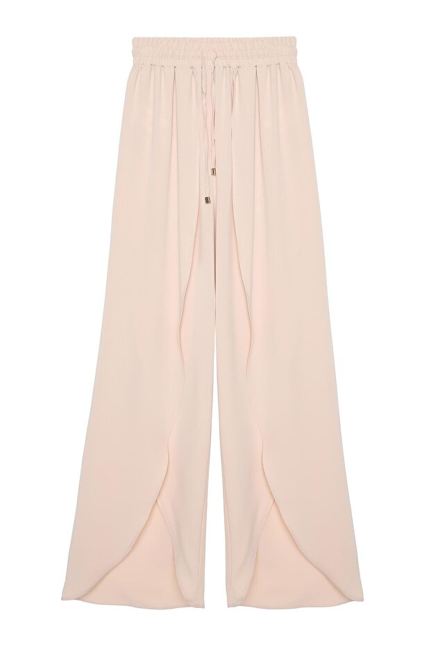 Elastic Waist Slit Detailed Trousers