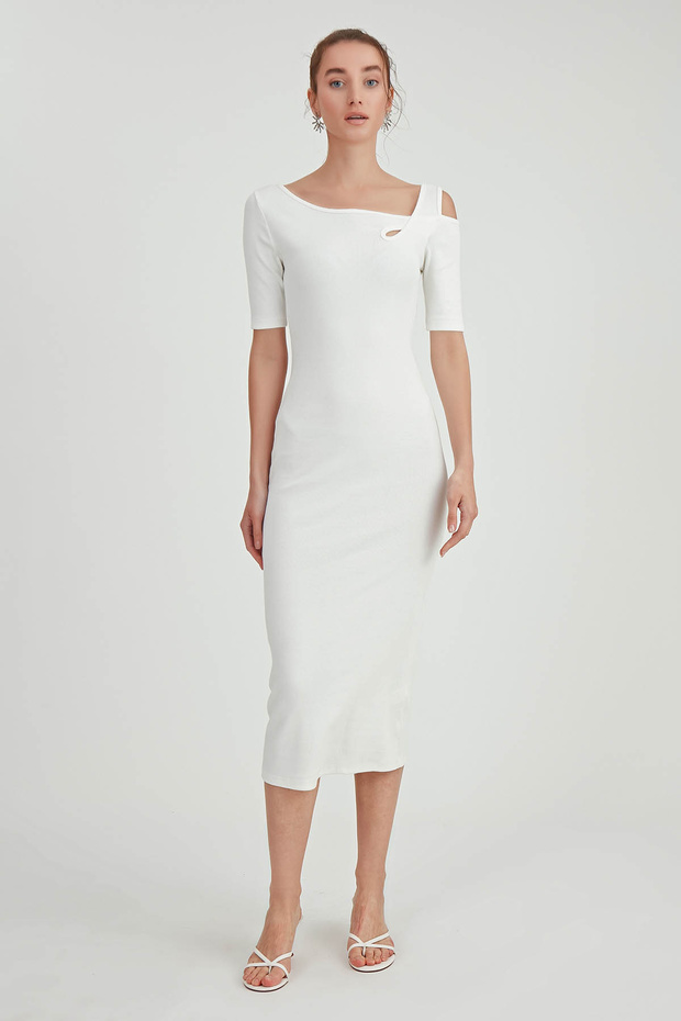 Omuz Detaylı Uzun Örme Elbise - 6