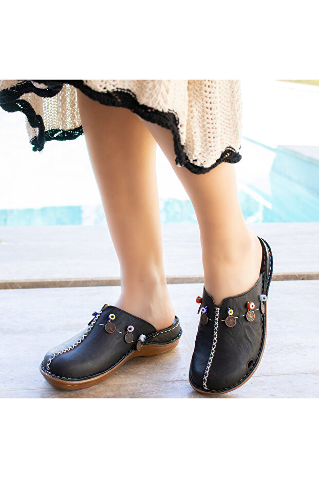 Orthopedic Leather Women's Sabo Slippers 10302