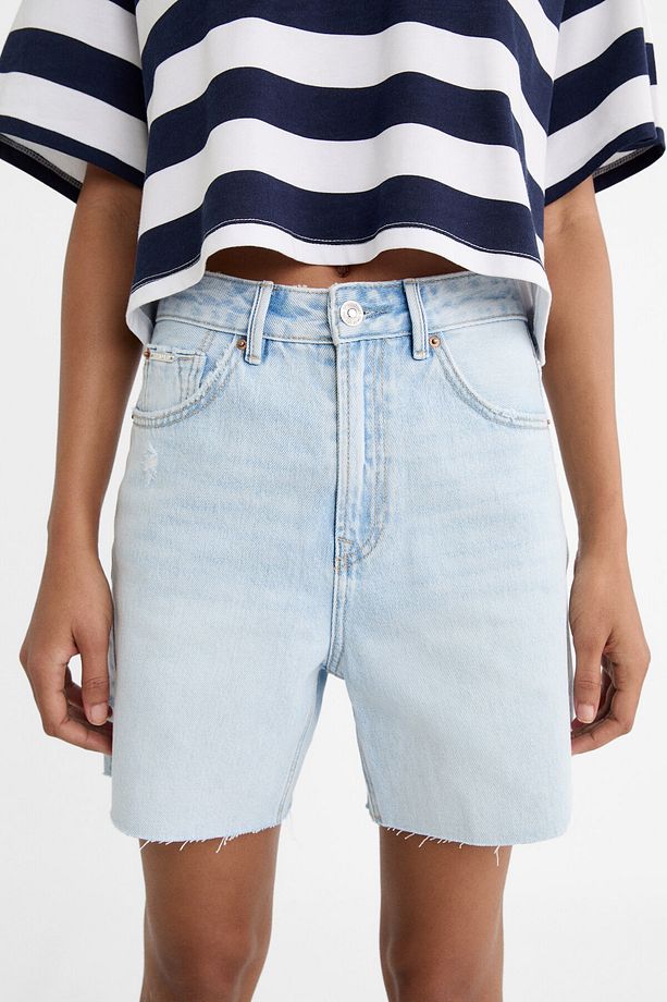 Uzun denim şort - 4