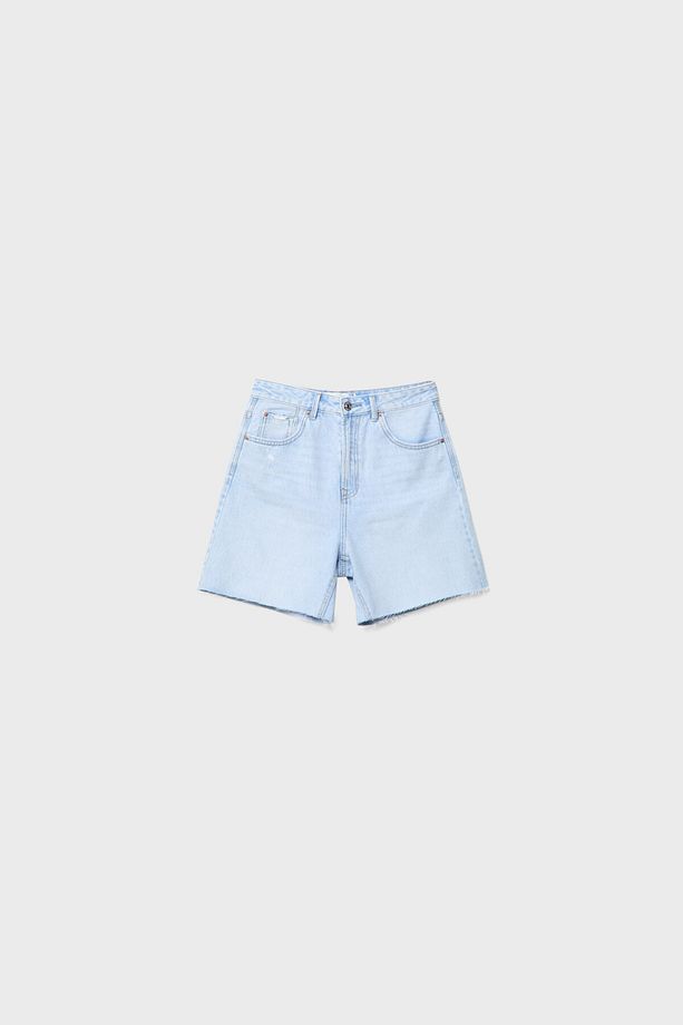 Uzun denim şort - 5