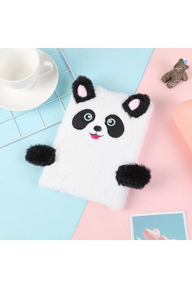 Plush Lined Cute Panda Design Notebook - 1