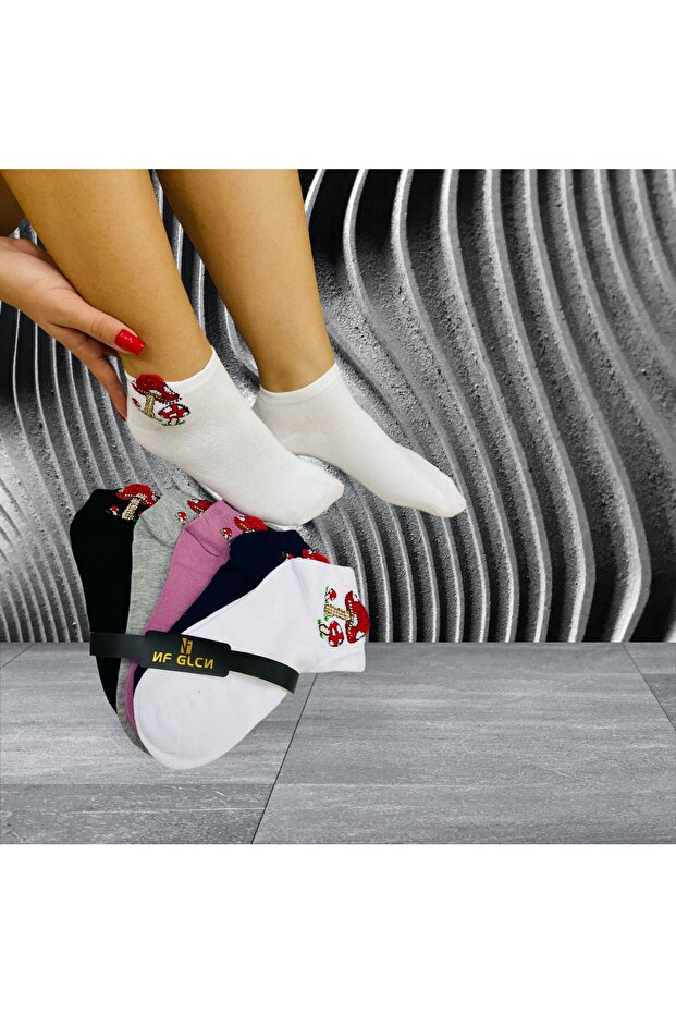 6 أزواج من الجوارب (بنمط الفطر)