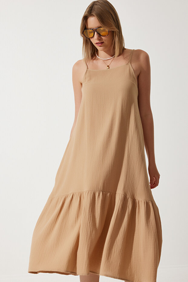Women's Biscuit Strap Summer Loose Muslin Dress BP00163