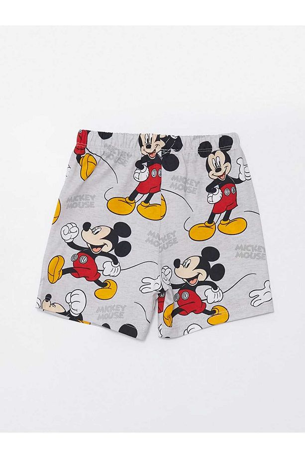 LCW baby Bisiklet Yaka Kısa Kollu Mickey Mouse Baskılı Şortlu Erkek Bebek Pijama Takımı - 4