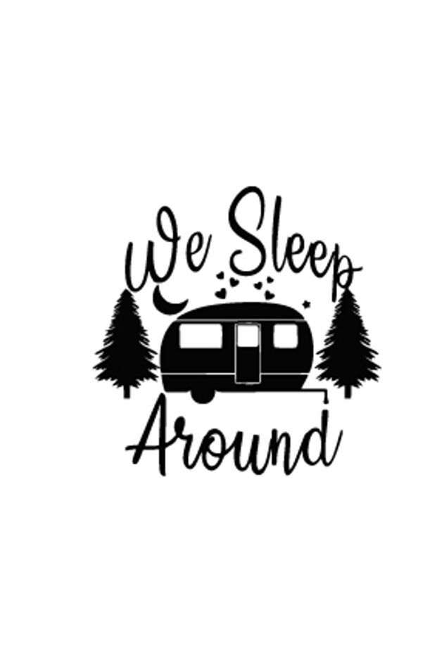 We Arround Black Camping Caravan - 17X17 cm
