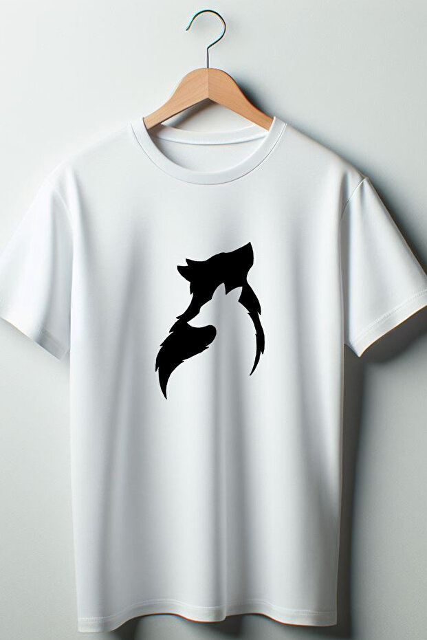 Wolf Printed Oversize Crew Neck White T-shirt