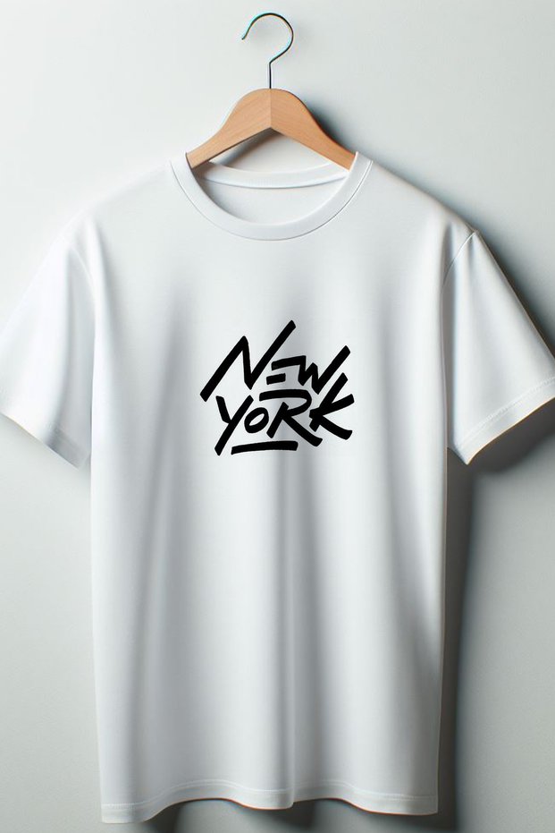 New York Printed Oversize Crew Neck White T-shirt