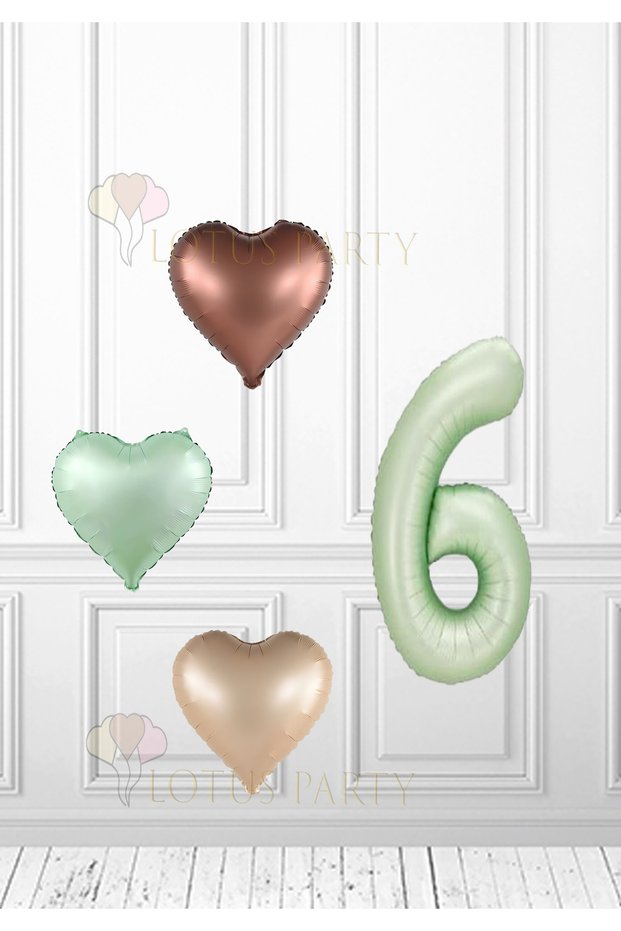 Retro Aqua Green Number Retro Heart Foil Balloon Birthday and Party Supplies for 6 Years Old