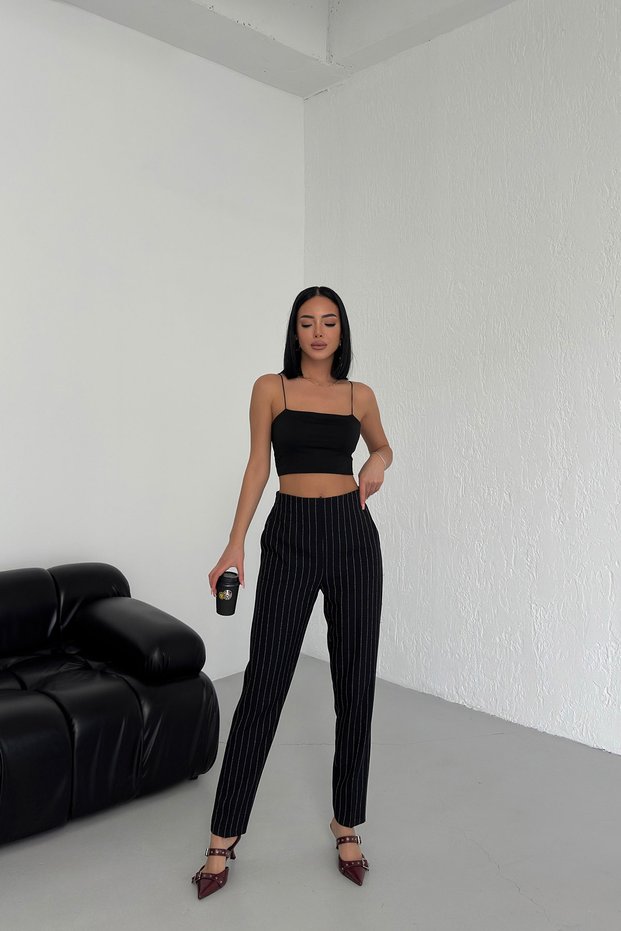 Women's Striped Waist Elastic Trousers