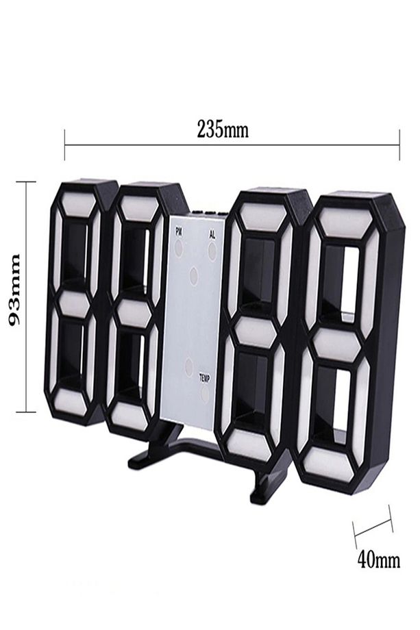 3d Led Dijital Alarm Ve Termometre Takvim Masa Duvar Saati - 2