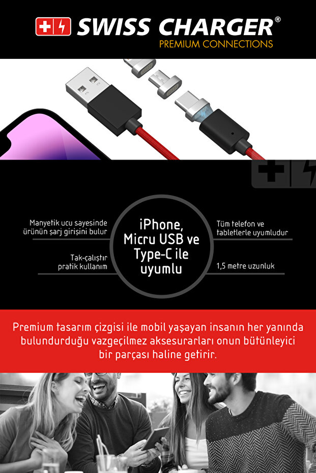 Scc-10008 Manyetik Uçlu Data Ve Şarj Kablosu - 4
