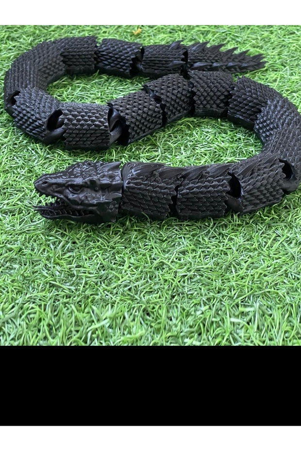Hareketli Siyah Basilisk Yılan Oyuncak Figürü (Flexi Yılan) - 7