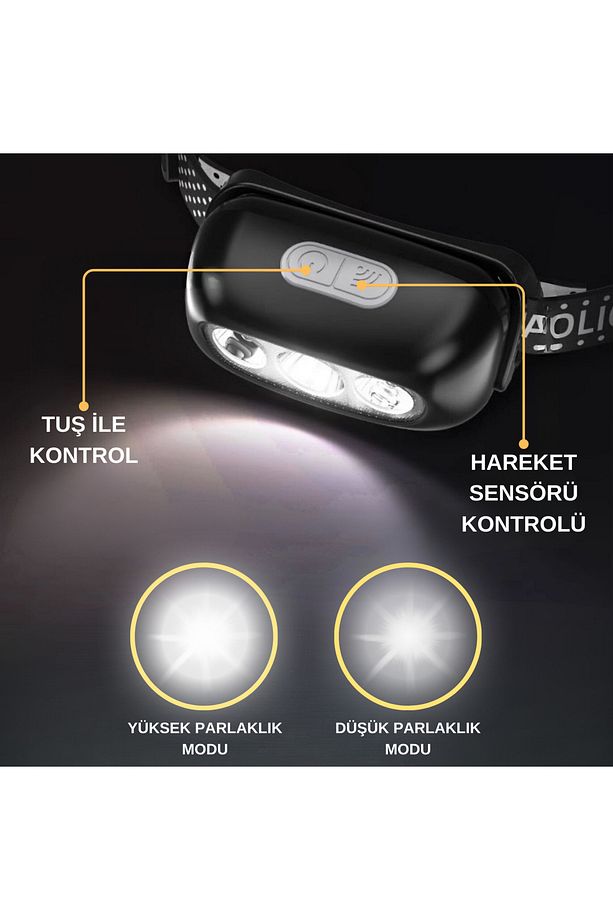 Sensörlü Kafa Lambası Kamp Balıkçılık ve Günlük Yaşam Şarjlı Led Işık - 8