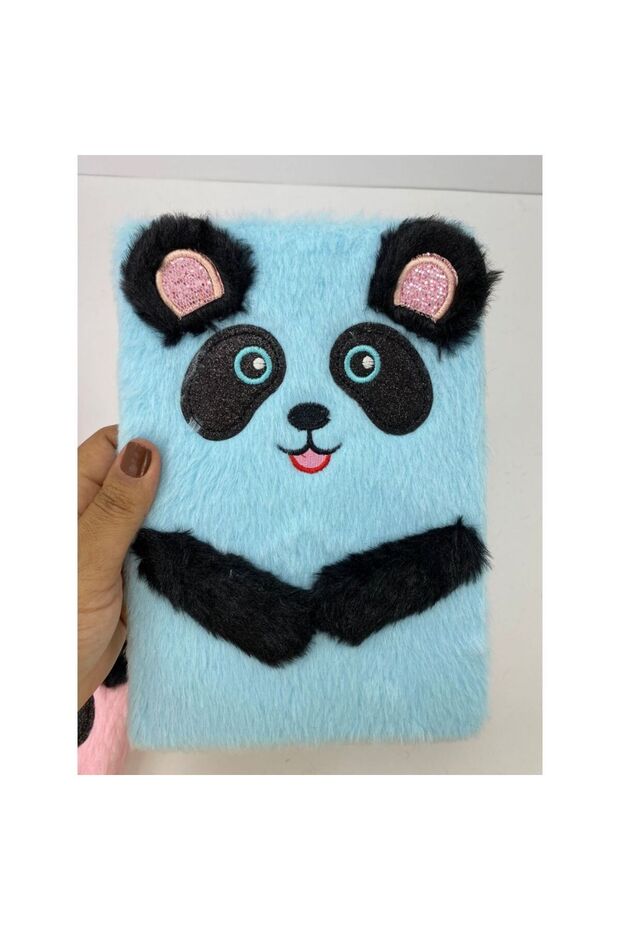 Plush Lined Cute Panda Design Notebook - 1