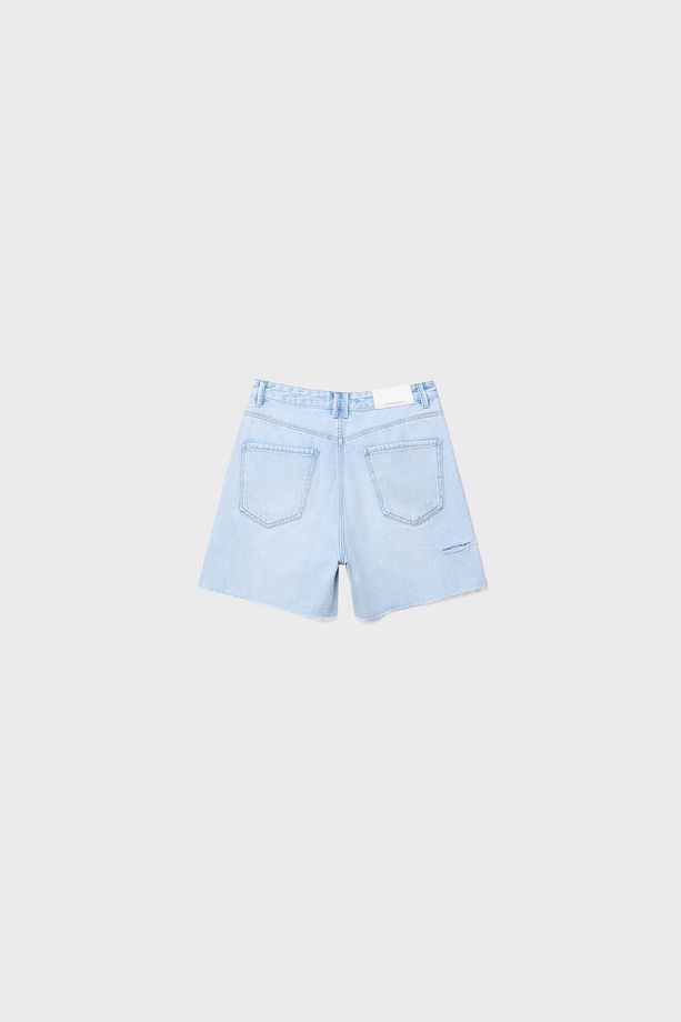 Uzun denim şort - 6