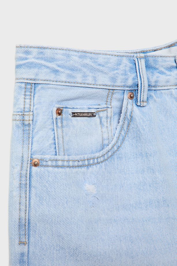Uzun denim şort - 7
