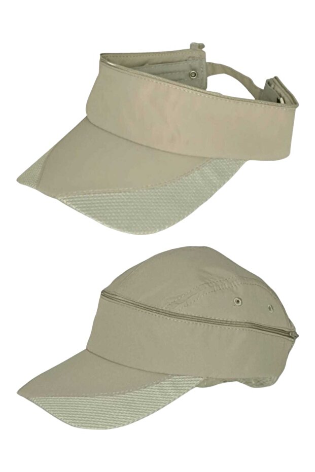 Unisex Micro Fabric Zippered Athlete Running Tennis Cap Visor Hat