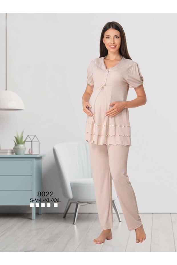 Women's Mink Short Sleeve Wide Soft Maternity Maternity Pajamas Set