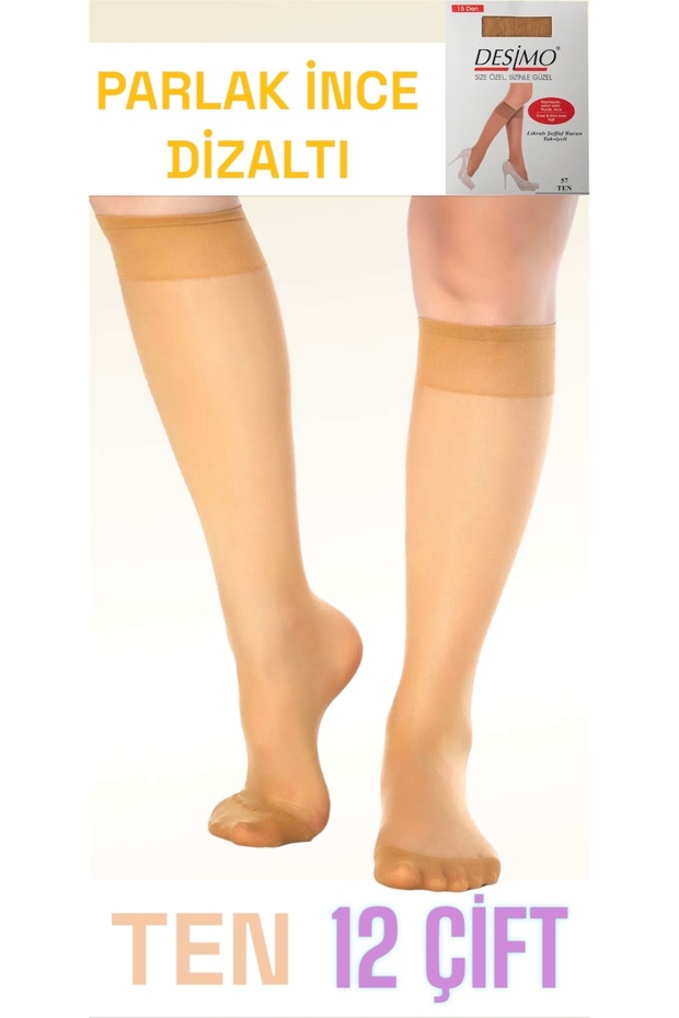 12-Piece Shiny Thin Fit 15 Knee-high Skin Women's Socks.