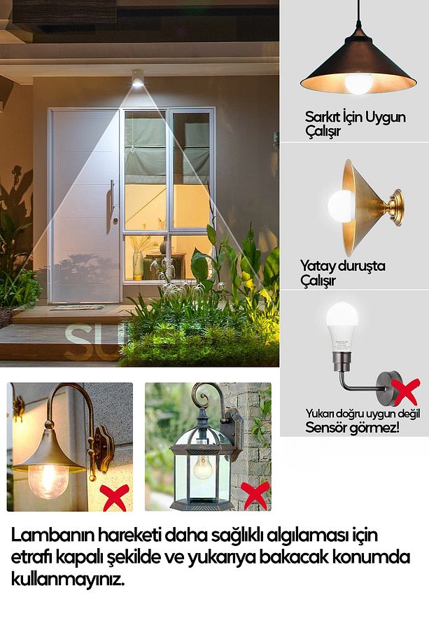 Hareket Sensörlü Led Lamba E27 Duy 12w Işık Lamba A Otomatik Led Ampül Hareket Algılayıcılı - 3