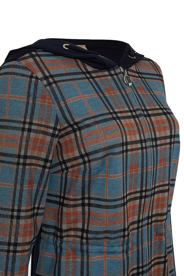 Kapüşonlu Örme Desenli Kap - 2