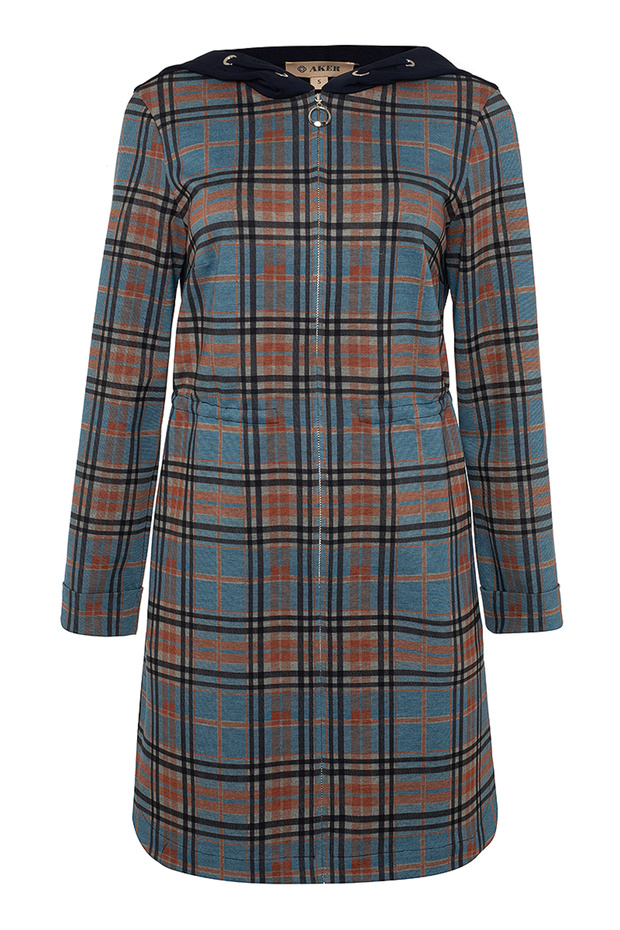 Kapüşonlu Örme Desenli Kap - 1