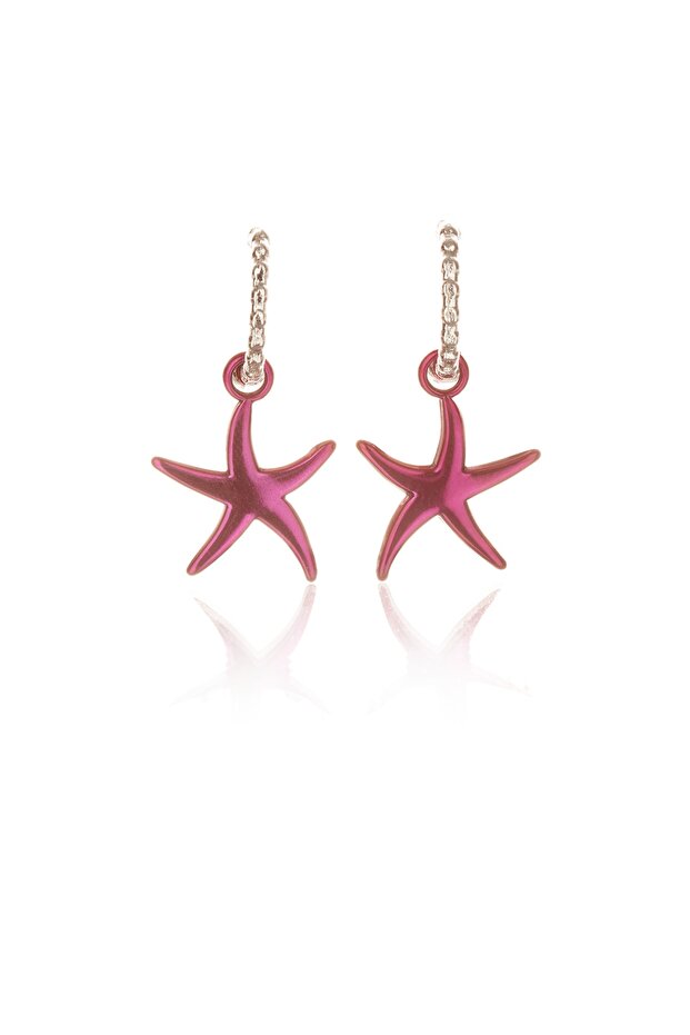 Chrome Fuchsia Color Antiallergic Star Earrings