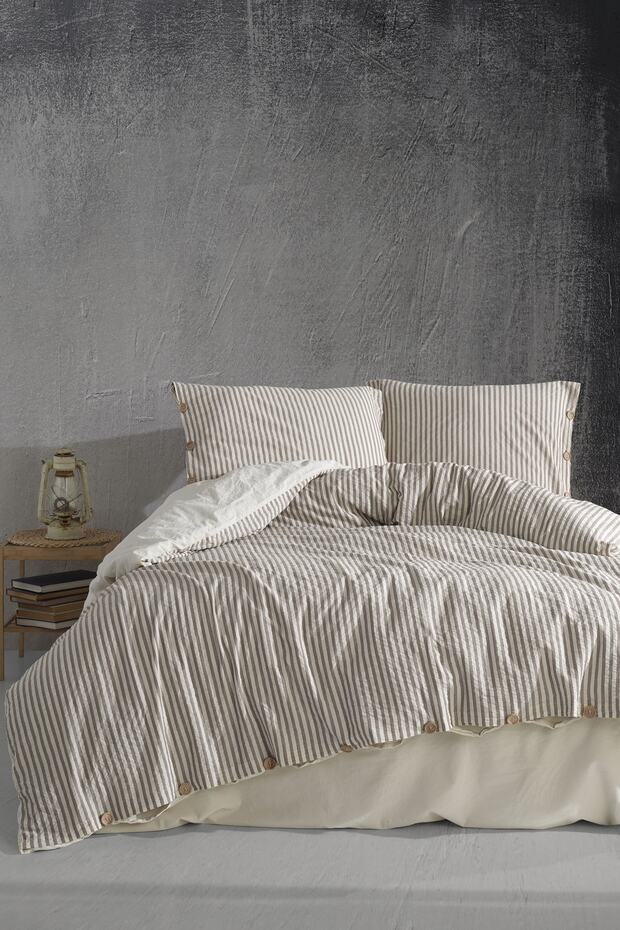 Chance 100% Cotton Yarn Dyed Washed Single Duvet Cover Set Cream 160*220