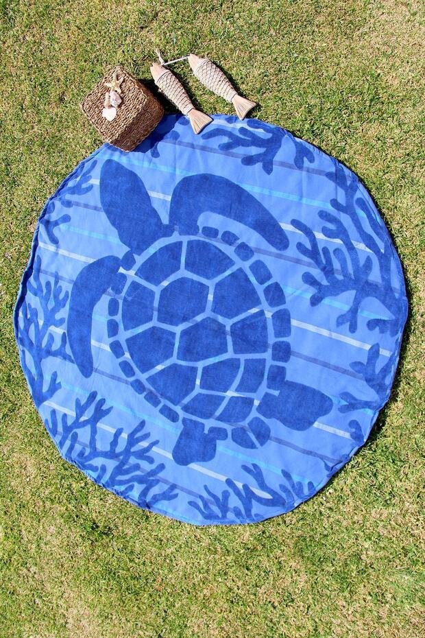 100% Cotton Outlet Round Velvet Detailed Beach Towel