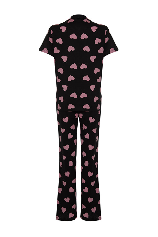 Siyah %100 Pamuklu Kalpli Örme Pijama Takımı THMSS24PT00337 - 10