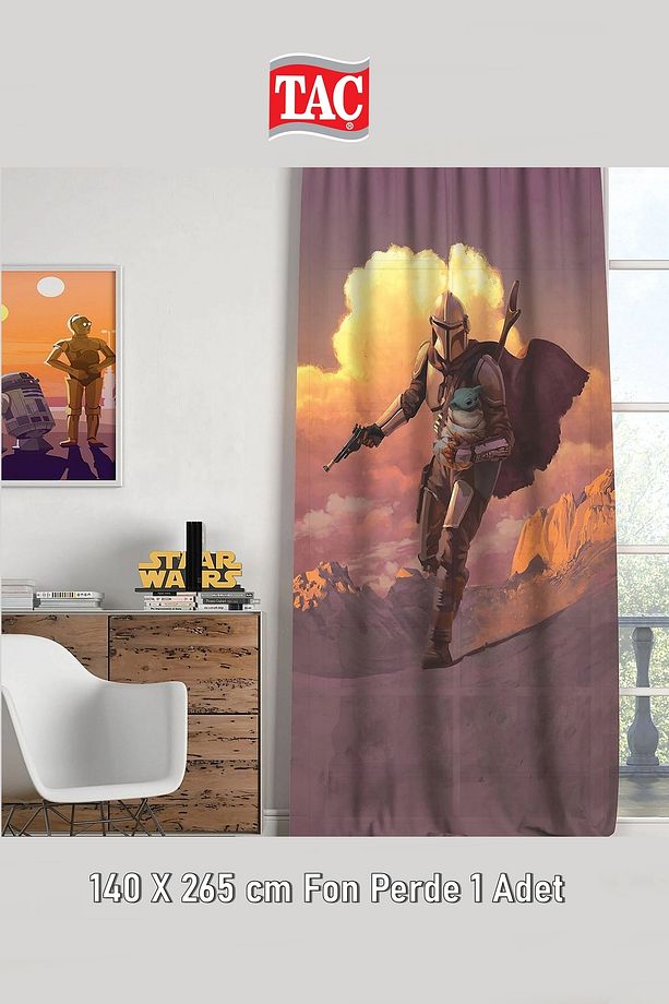 Star Wars The Mandalorian Çocuk Odası Fon Perde - Tekli Kullanıma Hazır - 1