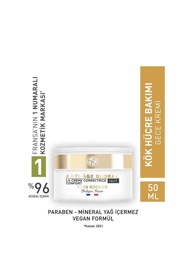 Gece Kremi - Yenileyici Yaşlanma Karşıtı Bitkisel Kök Hücre Bakımı / Anti-Age Global-50 ml - 1