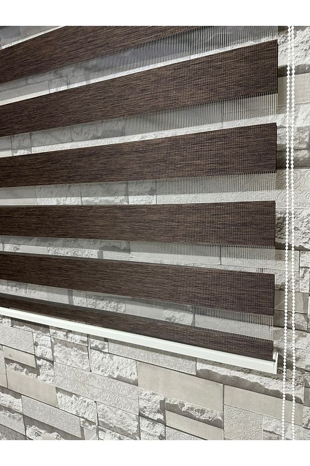 KAHVE RENK BAMBU ZEBRA PERDE ALÜMNİNYUM KASA (Etek Düz) - 3