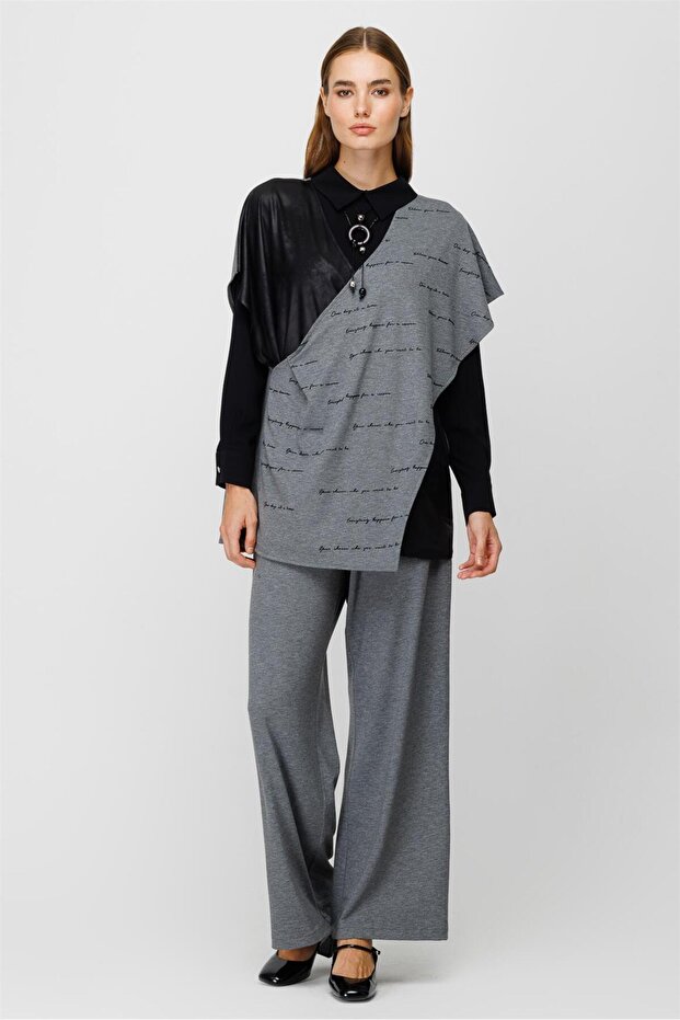 Örme Kumaş Iç Tunik Triko Ve Pantolon Takım Antrasit - 6