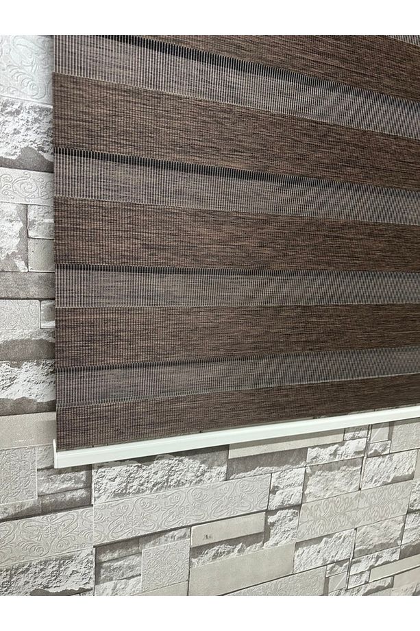 KAHVE RENK BAMBU ZEBRA PERDE ALÜMNİNYUM KASA (Etek Düz) - 4