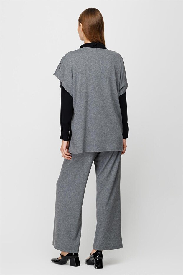 Örme Kumaş Iç Tunik Triko Ve Pantolon Takım Antrasit - 3