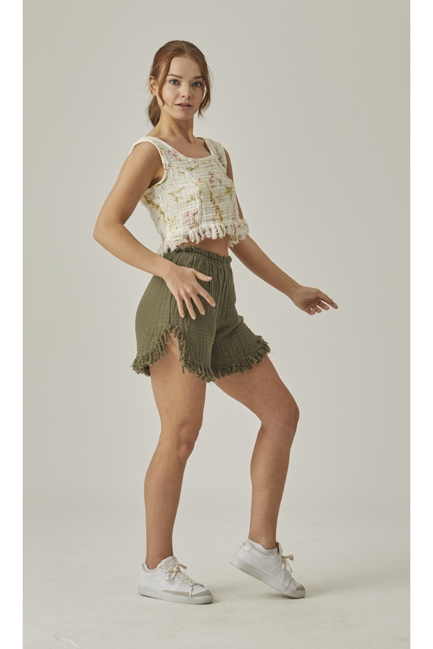 Tasseled Patterned Crop Top - 3