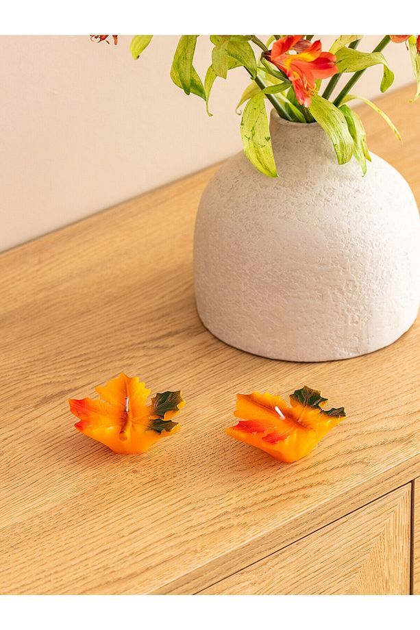 LCW HOME Yaprak Desenli Dekoratif Mum 2'li - 2